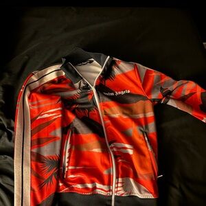 Palm Angels Black and Red Zip-Up Jacket